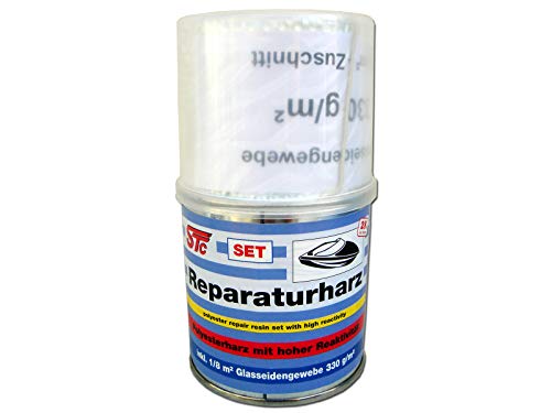 STC 250 g Reparaturharz Set inkl. Glasfasermatte Laminierharz Set Polyesterharz Set zur GFK Reparatur Reparaturharz Auto