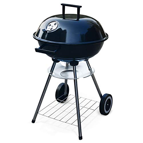 RESCH MAXX Holzkohlegrill Ø 44cm, 4 Personen Grill Holzkohle, fahrbarer Kugelgrill mit Deckel für Unterwegs/Garten/Balkon