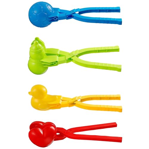 FIBOUND 4 Stück Schneeballmaschine, Plastikschneeballclip, Winter-Schneeball-Maschinen-Clip, Griff-Schneeball-Clip, Geeignet für Schneeballschlachten für Kinder und – zufällige Farben