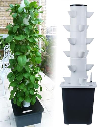 Hydroponik-Turm, Garten-Hydrokultur-Anbausystem, Aeroponik-Anbauset für Kräuter, Obst und Gemüse mit Hydratationspumpe, Adapter, Netztöpfen, Timer für Obst, Gemüse und Kräuter ( Size : 30holes )