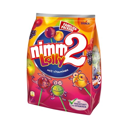 nimm2 Lolly – 1 x 200g – Frucht-Stielbonbon mit Fruchtsaft und Vitaminen