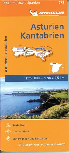 Michelin Asturien, Kantabrien: Straßen- und Tourismuskarte 1:250.000 (MICHELIN Regionalkarten)