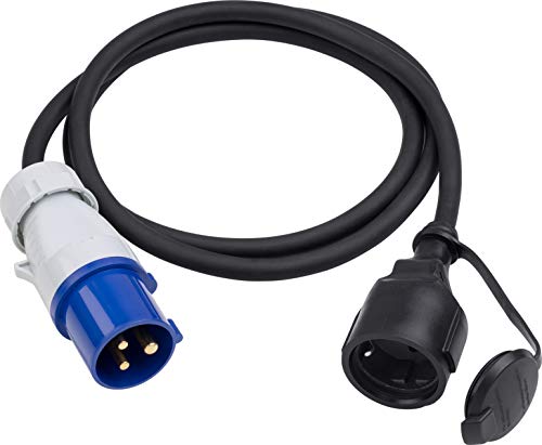 Meister CEE-Adapterleitung - 1,5 m Kabel - CEE-Stecker & Schutzkontakt-Kupplung - Robuste Gummileitung H07RN-F3G 2,5 mm² - 16 A / 230 V - IP44 Außenbereich / Campingkabel / Campingadapter / 7425300