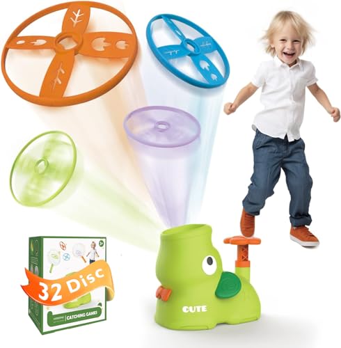 OMWay Outdoor Spielzeug ab 3 4 5 6 7 8 Jahre Junge Mädchen, Fliegende Untertasse Launcher Spielzeug, Garten Draußen Gartenspiele, Weihnacht Geburtstag Geschenke für Kinder ab 3-12