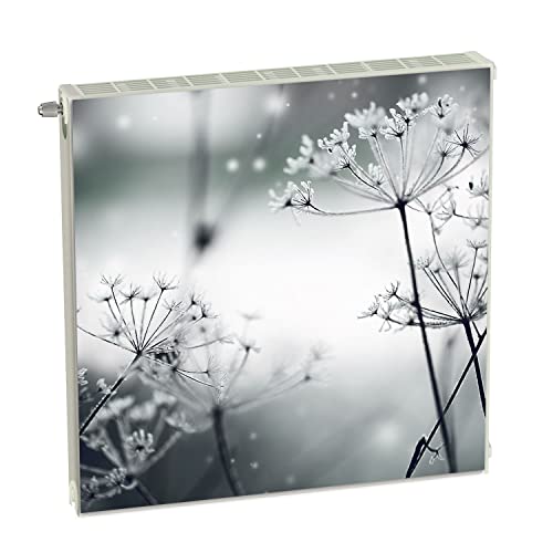 Magnet Heizkörperverkleidung Heizkörperabdeckung Grau Pusteblume 60x60 cm Heizung Abdeckung Verkleidung Magnetische Abdeckmatte Kühlschrank aus Einem Flexiblen Magneten Digitaler Aufdruck