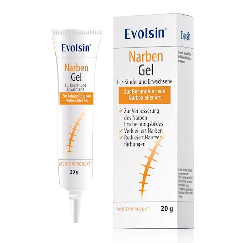 Evolsin® Narbengel für Kinder & Erwachsene – Narbensalbe reduziert die Sichtbarkeit von Narben und verringert Gewebespannung & Juckreiz – Narbencreme für Narben aller Art (20 g)