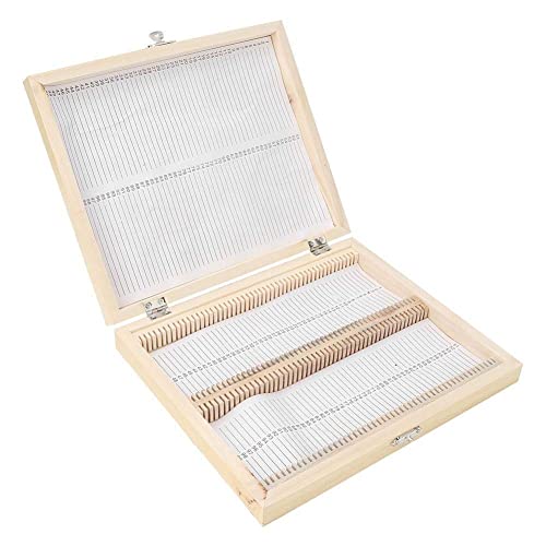 Objektträger, 100PCS Wooden Biology Slide Aufbewahrungsbox mit Nummerierten Slots für Vorbereitete Objektträger kasten holz 22,8 × 18,8 × 3,5 cm / 9 × 7,4 × 1,4 Zoll