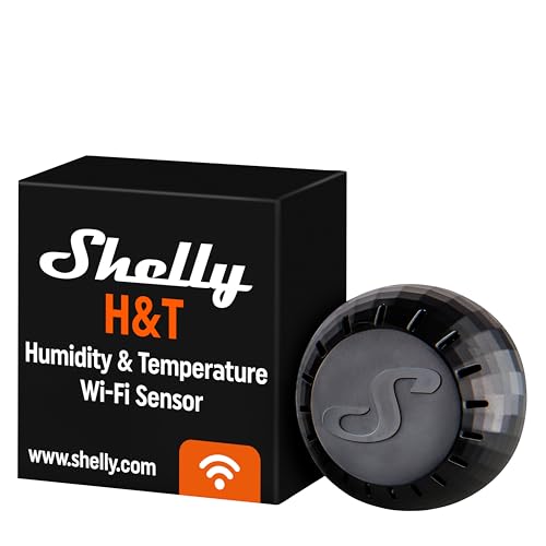 Shelly H&T Schwarz | Wlan Intelligenter Thermometer Hygrometer | Luftfeuchtigkeits- und Temperatursensor mit APP iOS Android & Datenspeicherung | Hausautomatisierung