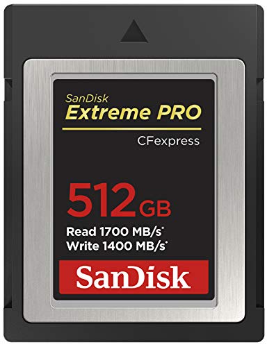 SanDisk Extreme Pro CFexpress-Speicherkarte Typ B 512 GB (1.700 MB/s Lesen, 1.400 MB/s Schreiben, RescuePRO Deluxe, ruckelfreie RAW Videos, 4K, XQD Kompatibilität)