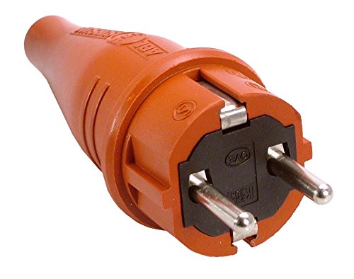 as - Schwabe Gummistecker Schutzkontaktstecker mit doppeltem Schutzkontakt, Leitungen bis max. 2,5mm² - für den Außenbereich geeignet, 230V, 16A, IP44, Rot, Made in Germany, 60406