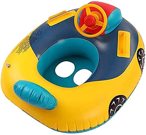 Kinder Aufblasbarer Schwimmring Pool Float Sitz Boot Nettes Auto Baby Floatie Sicherer Sitz Schwimmen Float mit Lenkrad See Float Floß Luftbett Schwimmmatratze für Mädchen Jungen 1-5 Jahre, 70x80cm