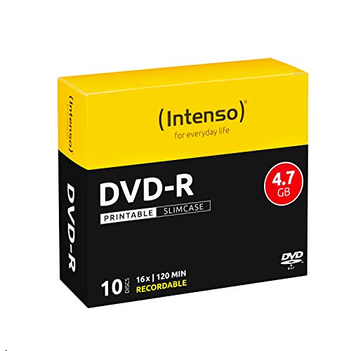 Intenso DVD-R Rohlinge, Printable, 4,7GB, 16x Speed, 10er Slim Case