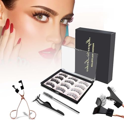 Magnet Wimpern 12 StüCk Magnetische Magnetisch 3D Magnetwimpern Wimpern Set Eyelashes KüNstliche Magnetic Magnetisches NatüRlich NatüRlicher Set Falsche Magnetic Eyelashes Wasserdichtem Dünne Wimpern