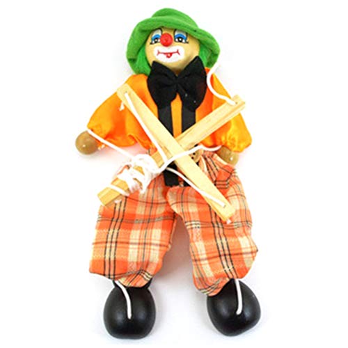 Ziehschnur-Puppe, Clown-Marionette, Lustige Clown-Marionette, Bastelspielzeug, Gemeinsame Aktivitätspuppe Kinder, Weihnachten, Geburtstag, Party (orange)