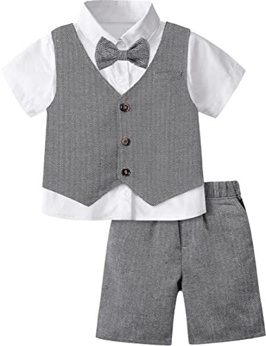 mintgreen Säugling Formell Anzug Kurzarm Set, Dunkelgrau, 3-4 Jahre, 110