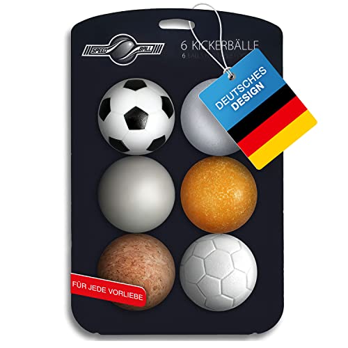 GOODS+GADGETS 6X Stück Speedball Profi Kickerbälle für Tischfussball Tischkicker Kicker-Ball Set Auswahl Verschiedene Sorten (Kork, PE, PU, ABS) 35mm (6er Set)