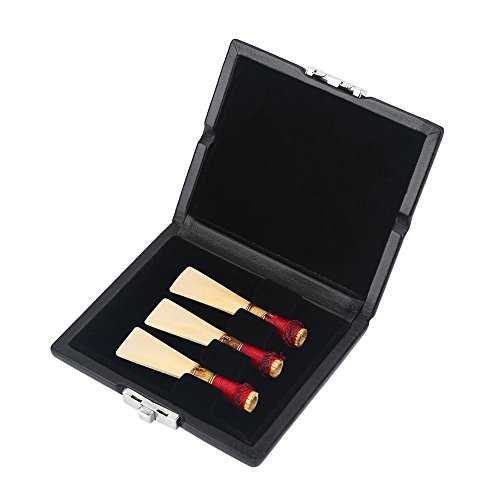 Bassoon Reed Case, PU Leder Holz Bassoon Reed Container Box Tragetasche mit Slots für 3pcs Schilf