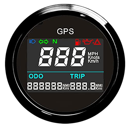 Geloo GPS Geschwindigkeitsmesser, 52 mm Digital Tachometer Kilometerzähler Wasserdicht Einstellbar Tachometer für Auto, Boot, Motorrad, LKW(Schwarz)