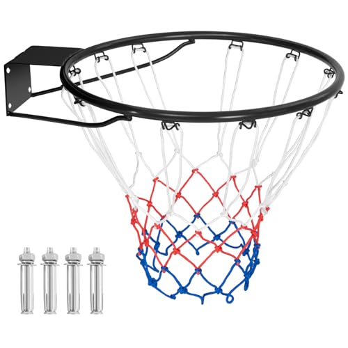 COSTWAY Ø45cm/ 37cm Basketballkorb Indoor, Mini Basketball Korb mit Ring & Netz, für Tür & Wandmontage, Basketballring Basketball Hoop outdoor für Kinder & Erwachsene (Ø45cm,Schwarz)