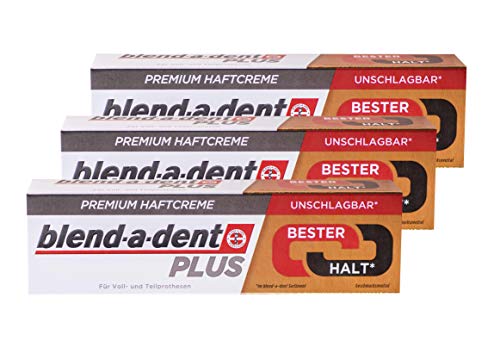 3 x 40g blend-a-dent PLUS Premium Haftcreme - Geschmacksneutral - Duokraft