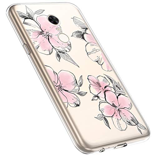 MoreChioce kompatibel mit Xiaomi Redmi 5 Plus Hülle,Redmi 5 Plus Handyhülle Blume,Ultra Dünn Transparent Silikon Schutzhülle Clear Crystal Rückschale Tasche Defender Bumper,Blumenzweig #28