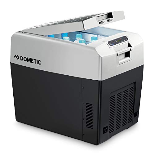 DOMETIC TropiCool TCX 35 - tragbare elektrische Kühlbox, 33 Liter, 12/24 V und 230 V für Auto, Lkw, Boot, Reisemobil und Steckdose, Grau