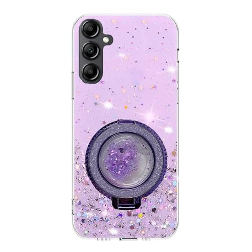 Rnrieyta Miagon Treibsand Ständer Hülle Glitzer für Samsung Galaxy S23,Cute Dünn Crystal Schutzhülle Weiches Bling Transparent Case Bumper mit Flüssig Halter Kickständer