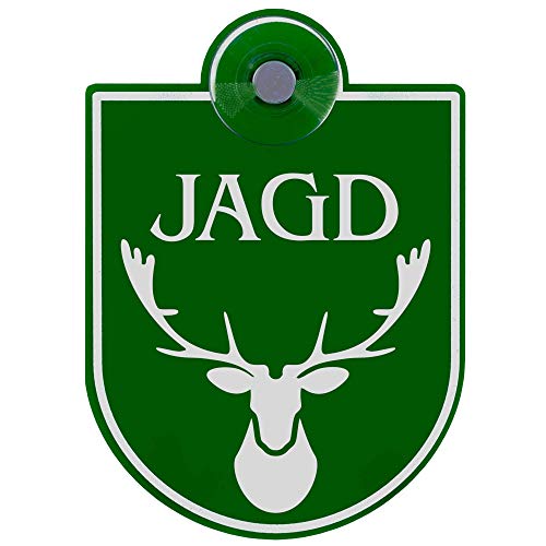 Schilderio Premium Saugnapfschild Schild Jagd 3 mm Acrylglas ca 90x125 mm Jagd Schild Auto mit 1x Saugnapf 30 mm Autoschild Jagd zur Befestigung an Autoscheiben von innen