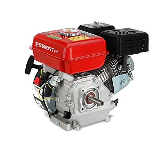 EBERTH 6,5 PS 4,8 kW Benzinmotor Standmotor Kartmotor Antriebsmotor mit 19,05 mm Ø Welle, Ölmangelsicherung, 4-Takt, 1 Zylinder Benzin Motor, 196 CCM Hubraum, luftgekühlt, Seilzugstart