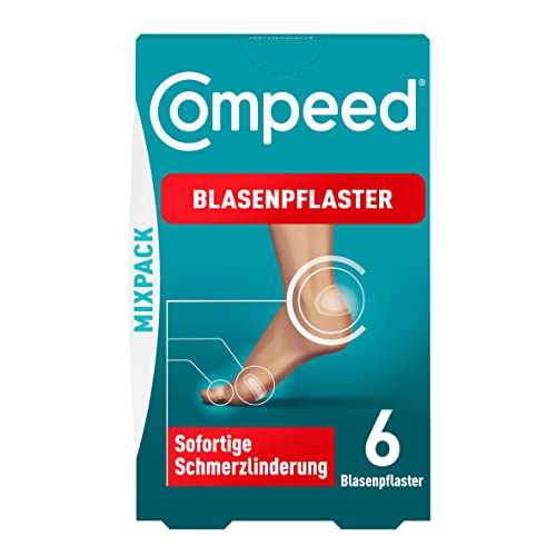 Compeed Blasenpflaster Mixpack - Hydrokolloid-Pflaster in verschiedenen Größen - gegen Blasen an Fersen, Zehen und für kleine Blasen, 6 stück