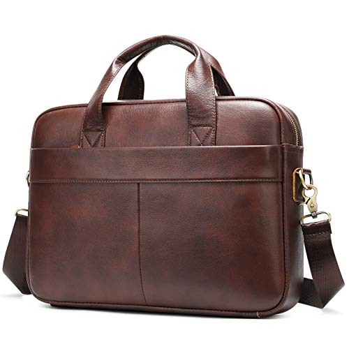 VINBAGGE Businesstasche Herren Leder Aktentasche Männer Handtasche Vintage Laptoptasche Arbeitstasche Umhängetasche Schultertasche für 14 Zoll Notebook