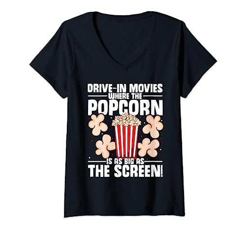 Popcorn Kino Klassiker Verkehr Kino Drive-In Film T-Shirt mit V-Ausschnitt