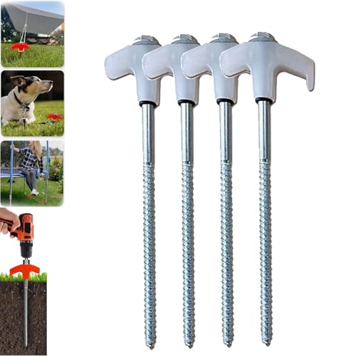 8" Screw in Tent Stakes - Ground Anchors Screw In,Tent Stakes Heavy Duty 2024,Tent Pegs Camping Stakes,Drillable Tent Stakes - Tent pegs Screw Type,Tent Stakes for Outdoor Camping (12 Pcs,White)