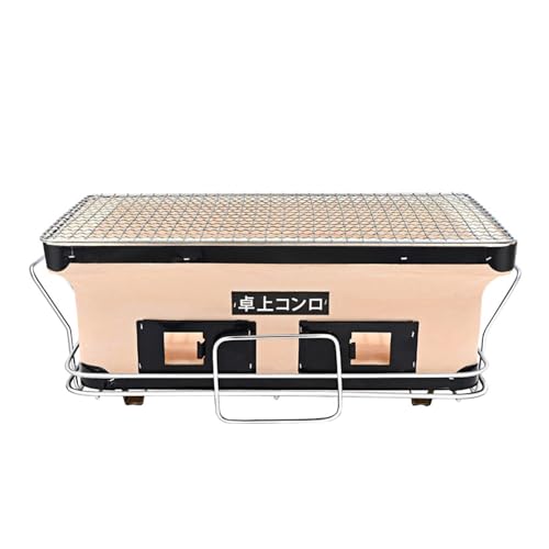 Japanisch Keramischer Ton Holzkohlegrill Mit Holzkohlenrost Und Stehen, Rechteckig BBQ Hibachi Holzkohlegrill Tisch Yakatori Holzkohlekocher Für Indoor Outdoor Herd