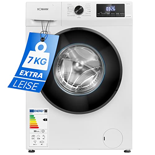 Bomann® Waschmaschine 7kg | max. 1400 U/min | 10 Jahre Motor-Garantie | robuster, leiser & langlebiger Invertermotor | 15 Waschprogramme | LED-Display | Washing Machine mit Dampffunktion | WA 7174