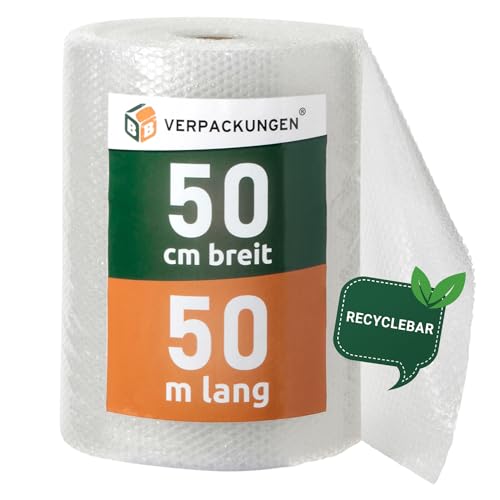 BB-Verpackungen 1x Luftpolsterfolie 0,5 x 50 m (Typ 60, Versandfolie, Polsterfolie zum Schutz von empfindlichen Gegenständen, recycelbar) - Sets zwischen 1 und 30 Rollen