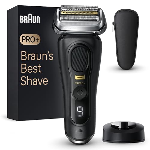 Braun Series 9 Pro+ Rasierer Herren Elektrisch, Elektrorasierer mit 5 Pro Rasierelementen, Langhaarschneider ProTrimmer, Ladestation, 60 Min Laufzeit, Wet & Dry, Made in Germany, 9510s, schwarz