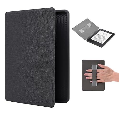 Kindle Hülle 11. Generation 2022, 6 "Kindle Case Cover e-Reader, Leichte Kindelhülen mit Auto Schlaf/Wach Funktion und Handschlaufe Smart Cover - Schwarz