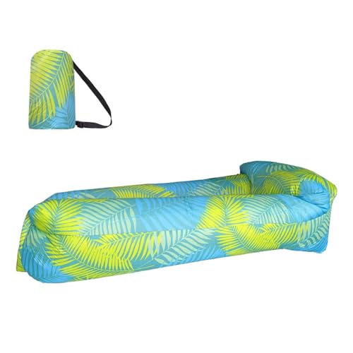 Hiseng Aufblasbares Sofa, Tragbares Luftsofa Luftsack Wasserdichtes Air Lounger Aufblasbare Luft Sofa Couch für Strand Camping Reisen Park Musikfestivals Outdoor -Feder Pflanze (Grün,240x70cm)