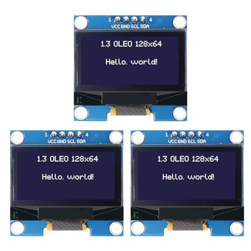 APKLVSR 3PCS 1.3 Zoll OLED Display I2C SSH1106 Chip 128 x 64 Pixel I2C Bildschirm Anzeigemodul,OLED Display Modul für Arduino (weißen Zeichen)