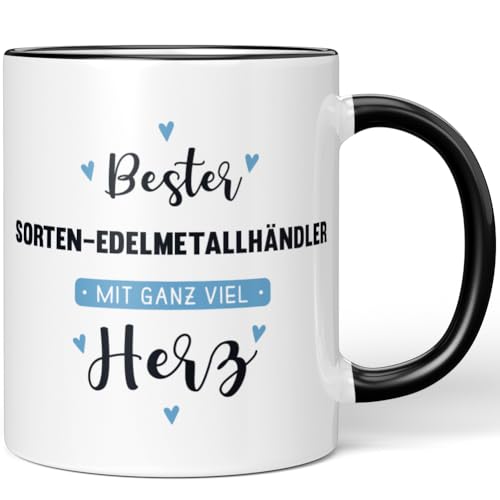 JUNIWORDS Tasse, Bester Sorten-Edelmetallhändler, mit ganz viel Herz, Schwarz (6063507)