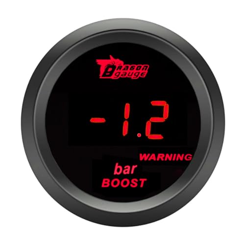 ETOPARS Universelle Auto Ladedruckanzeige 2Zoll 52mm Auto Turbo Boost Messgerät Digitales Bar Boost Anzeige Rot Lichtanzeige Instrument Rauchtönung Len