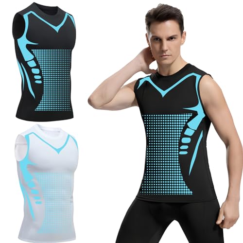 2024 New Version Ionic Shaping Vest, 2 Stück Ionic Shaping Herren Komfortables und Atmungsaktives Eis-Seiden-Gewebe für Männer (DE/NL/SE/PL, Alphanumerisch, XXL, Regular, Regular, Schwarz und Weiß)