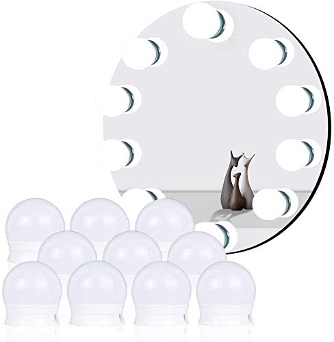 Daover 10 Led Spiegelleuchte, Hollywood Spiegel Beleuchtung 10 Dimmbar 7000K Make Up Licht, Schminktisch Leuchte, Spiegellampe für Kosmetikspiegel, Badzimmer Spiegel, Dekoration LED Licht