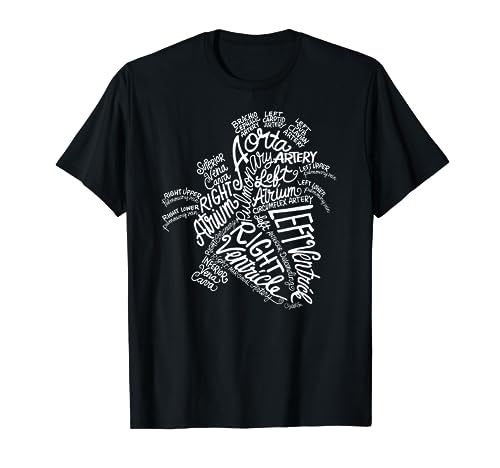 Anatomisches Herz-weißes Wort-Kunst-medizinisches T-Shirt