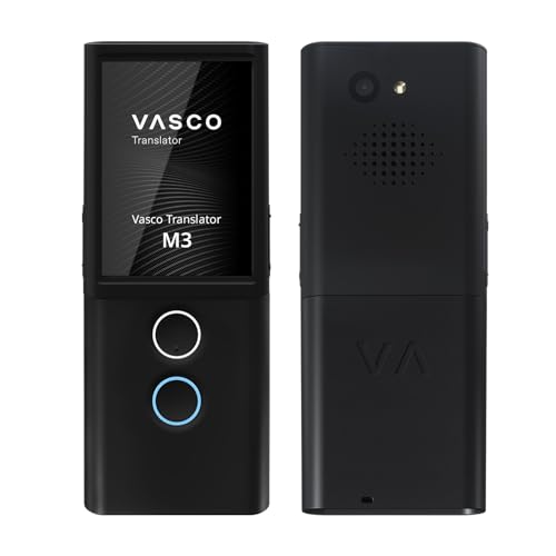 Vasco Translator M3 Sprachübersetzer | Übersetzungsgerät | Übersetzt lebenslang gratis | 70+ Sprachen | Spracheingabe und Sprachausgabe | Foto Übersetzer | Farbe: Black Pearl mit Smartphones