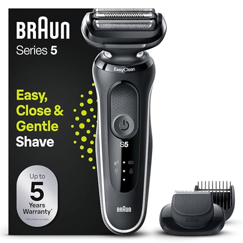 Braun Series 5 Rasierer Herren mit EasyClick Aufsatz, Elektrorasierer & Barttrimmer, EasyClean, Wet & Dry, wiederaufladbar & kabellos, Geschenk Mann, 51-W1500s, weiß