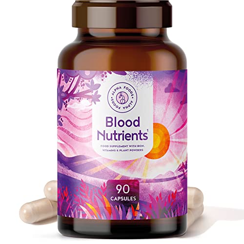 Blutnährstoffe - Gesundes Blut, Mit Eisen, Vitamin B6 und B12, Folate, Vitamin C, Himbeeren, Goji und Açai - 90 Kapseln