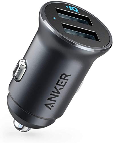 Anker 320 Car Charger (24W II) Ladegerät, Mini Autoladegerät, 4.8A Duales USB mit blauem LED-Licht, für iPhone13/12/11/XR/Xs, iPad Pro/Air 2/mini, Galaxy und mehr