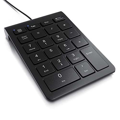 CSL - Ziffernblock, USB Nummernblock, kabelgebundenes Keypad, Numpad, NumLock-Funktion, Ultradünne Tastaturerweiterung, 22 Tasten, 1.5 M Kabel Numerische Tastatur Keypad, Schwarz